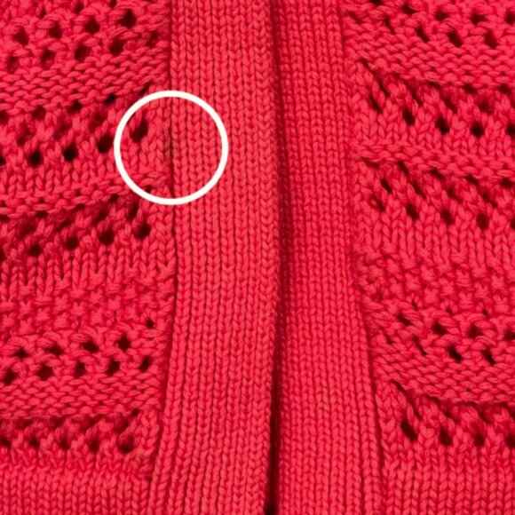 Boden Holiday Red Open-Weave Cardigan — 100% Cotton Button Sweater L - Picture 5 of 7